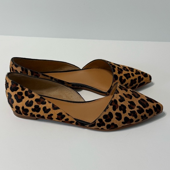 J. Crew Calf Fur Leather Flats Shoes Women’s 7.5 Pointed Toe Animal Print - Picture 6 of 15
